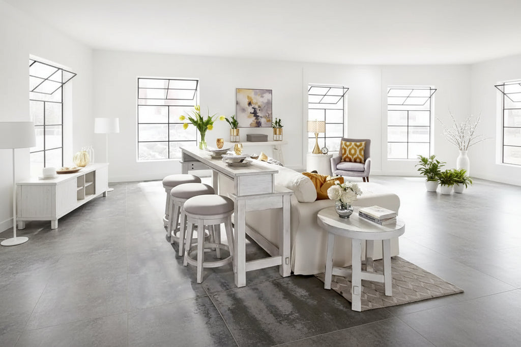 Modern Farmhouse Flea Market White Distressed 4 Piece Set