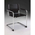 Chaise de salle à manger en cuir noir avec cadre chromé (lot de 2)