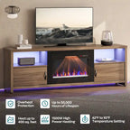 Meuble TV de 70 pouces pour téléviseurs de 75 pouces avec cheminée électrique à LED et meuble - 71 pouces