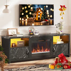 Meuble TV de 70 pouces pour téléviseurs de 75 pouces avec cheminée électrique à LED et meuble - 71 pouces