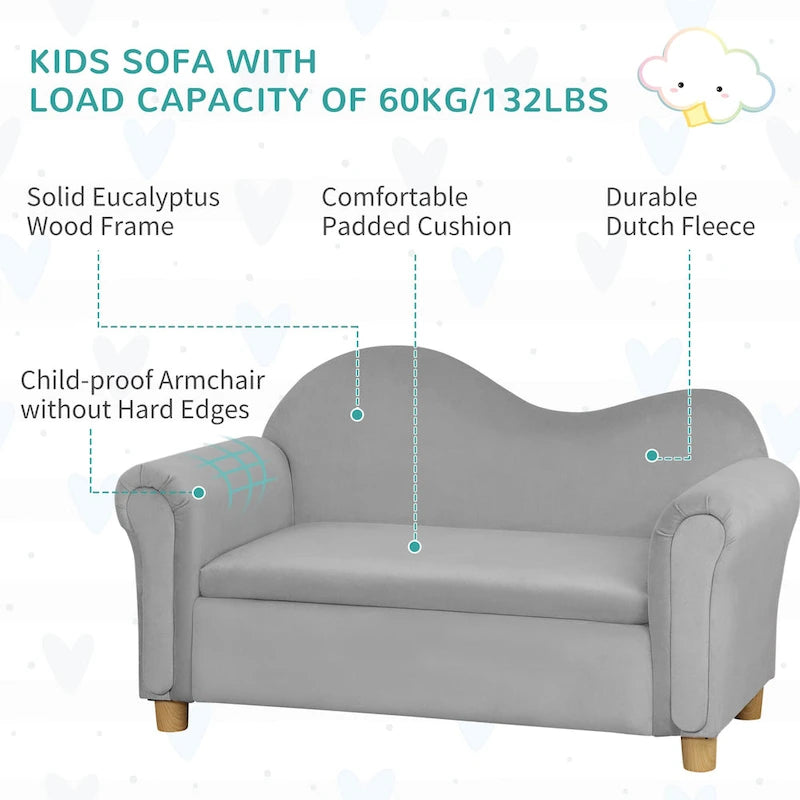 Canapé pour enfants, fauteuil à accoudoirs en bois pour la maternelle, canapé pour tout-petits pour chambre d'enfants, jardin d'enfants avec compartiment de rangement caché
