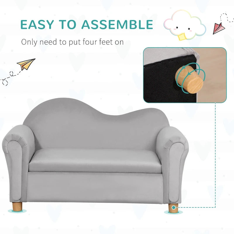 Canapé pour enfants, fauteuil à accoudoirs en bois pour la maternelle, canapé pour tout-petits pour chambre d'enfants, jardin d'enfants avec compartiment de rangement caché