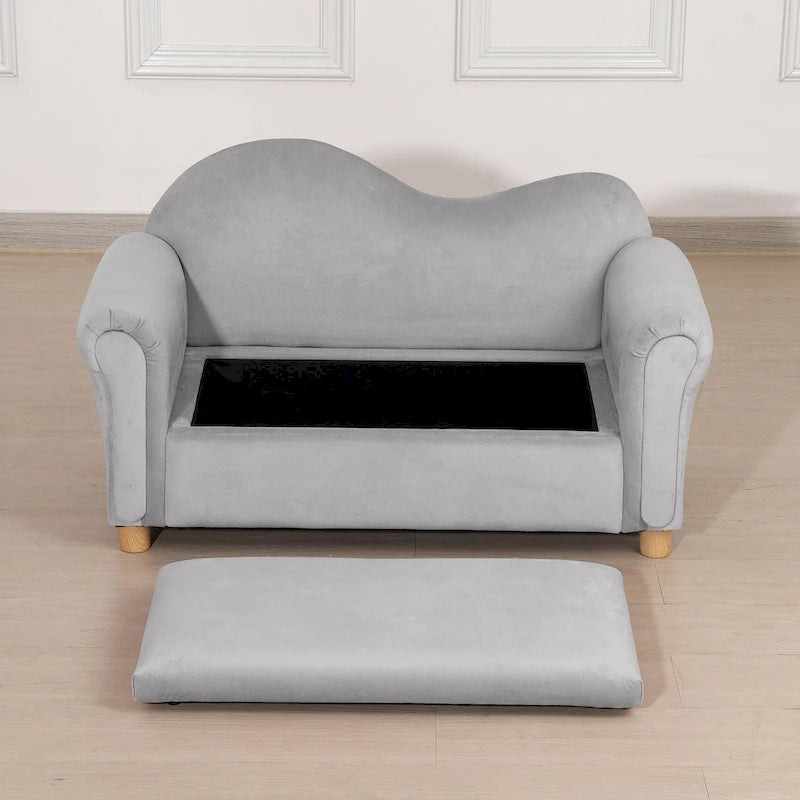 Canapé pour enfants, fauteuil à accoudoirs en bois pour la maternelle, canapé pour tout-petits pour chambre d'enfants, jardin d'enfants avec compartiment de rangement caché