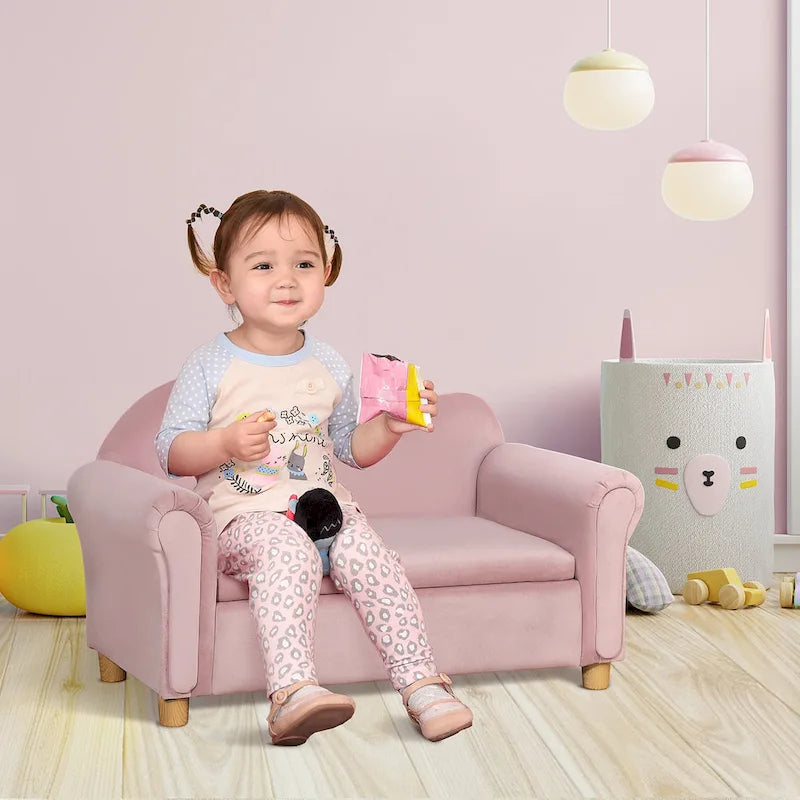 Canapé pour enfants, fauteuil à accoudoirs en bois pour la maternelle, canapé pour tout-petits pour chambre d'enfants, jardin d'enfants avec compartiment de rangement caché