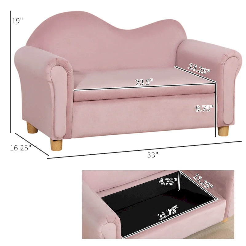 Canapé pour enfants, fauteuil à accoudoirs en bois pour la maternelle, canapé pour tout-petits pour chambre d'enfants, jardin d'enfants avec compartiment de rangement caché