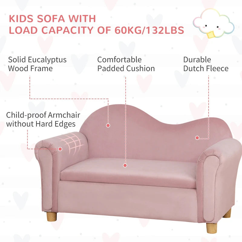 Canapé pour enfants, fauteuil à accoudoirs en bois pour la maternelle, canapé pour tout-petits pour chambre d'enfants, jardin d'enfants avec compartiment de rangement caché