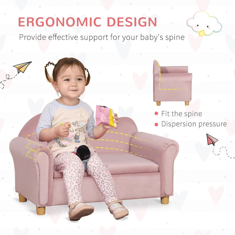 Canapé pour enfants, fauteuil à accoudoirs en bois pour la maternelle, canapé pour tout-petits pour chambre d'enfants, jardin d'enfants avec compartiment de rangement caché