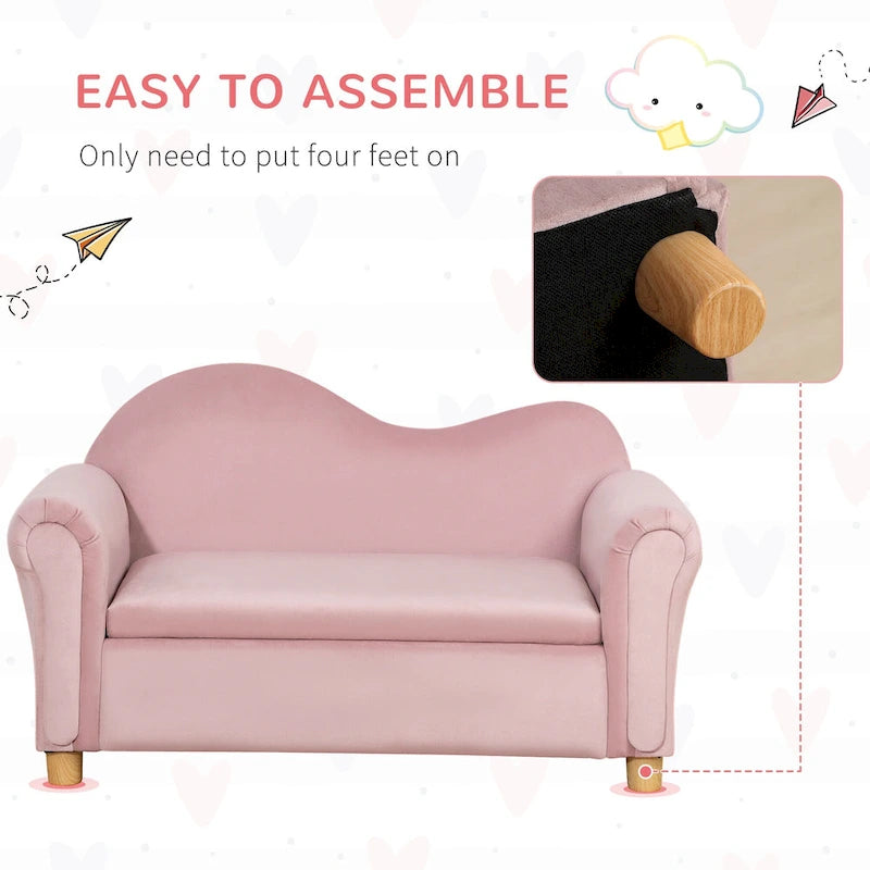 Canapé pour enfants, fauteuil à accoudoirs en bois pour la maternelle, canapé pour tout-petits pour chambre d'enfants, jardin d'enfants avec compartiment de rangement caché
