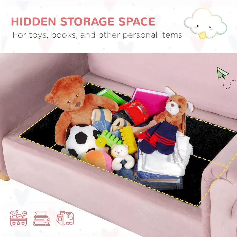 Canapé pour enfants, fauteuil à accoudoirs en bois pour la maternelle, canapé pour tout-petits pour chambre d'enfants, jardin d'enfants avec compartiment de rangement caché