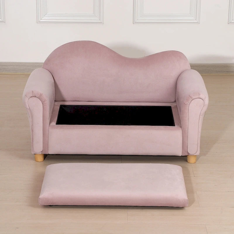 Canapé pour enfants, fauteuil à accoudoirs en bois pour la maternelle, canapé pour tout-petits pour chambre d'enfants, jardin d'enfants avec compartiment de rangement caché