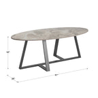 Tables Jurmala en pierre frittée brillante avec piètement en métal gris