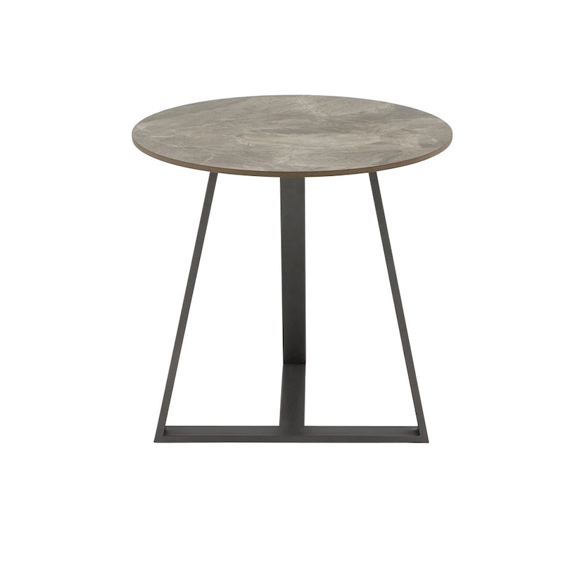 Tables Jurmala en pierre frittée brillante avec piètement en métal gris