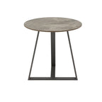 Tables Jurmala en pierre frittée brillante avec piètement en métal gris