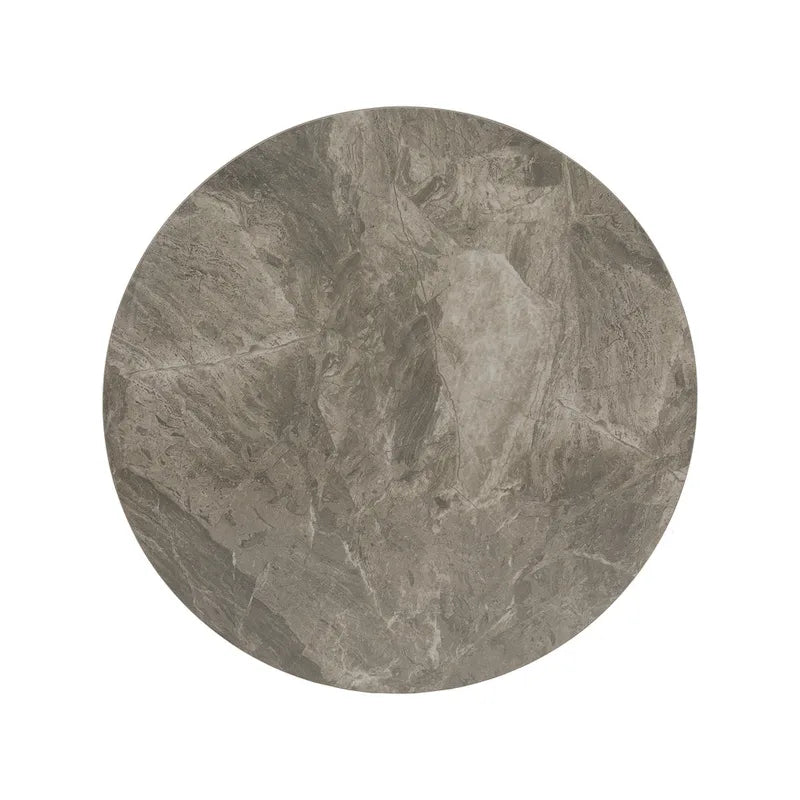 Tables Jurmala en pierre frittée brillante avec piètement en métal gris