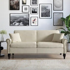 Canapé 73 po avec bras roulés et clous décoratifs, causeuse rembourrée