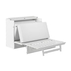Lit escamotable double avec matelas, blanc