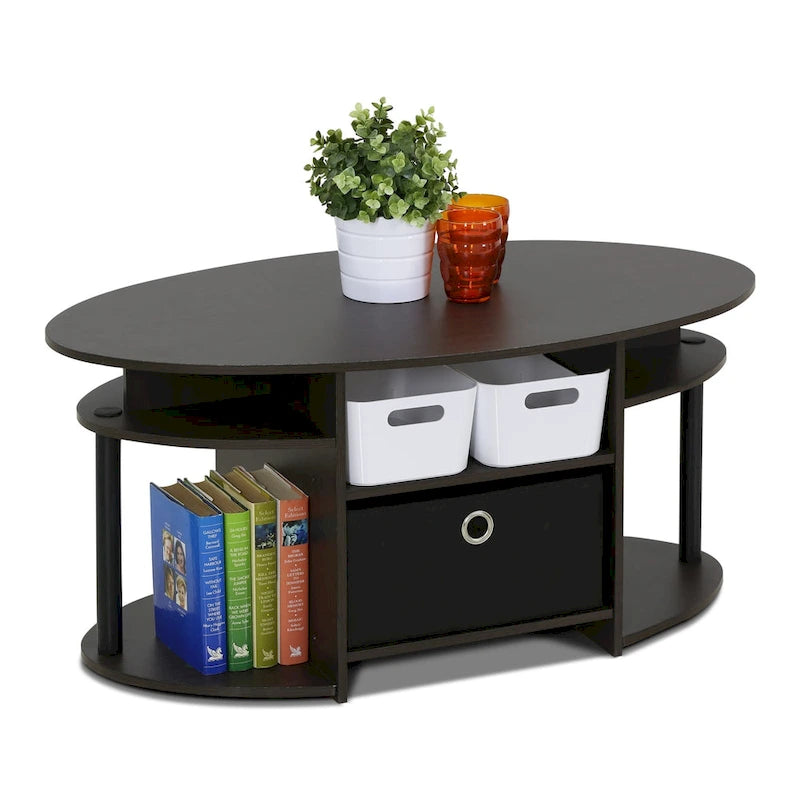 Table basse ovale Astor en noyer