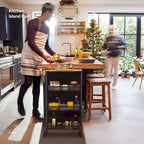 Desserte de cuisine en bois à roulettes et paniers – 4 niveaux de rangement