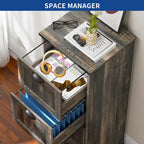 Meuble de classement vertical rustique en bois à 4 tiroirs avec armoire de rangement verrouillable