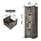 Meuble de classement vertical rustique en bois à 4 tiroirs avec armoire de rangement verrouillable