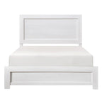 Lit California King, style ferme rustique, placage de bois finition blanche