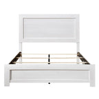 Lit California King, style ferme rustique, placage de bois finition blanche