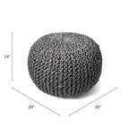 Pouf ottoman classique en jute tricoté uni