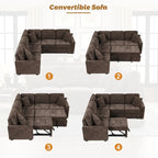 Canapé-lit d'angle escamotable avec roulettes, ports USB et prises de courant