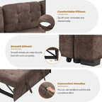 Canapé-lit d'angle escamotable avec roulettes, ports USB et prises de courant