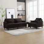 Causeuse à cadre en bois et rembourrage en chenille avec fauteuil pour salon