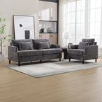 Causeuse à cadre en bois et rembourrage en chenille avec fauteuil pour salon