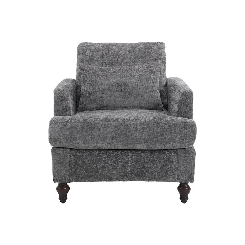 Causeuse à cadre en bois et rembourrage en chenille avec fauteuil pour salon