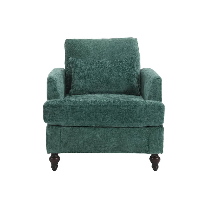 Causeuse à cadre en bois et rembourrage en chenille avec fauteuil pour salon