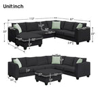 Canapé d'angle modulable réversible avec ottoman