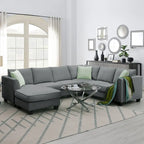 Canapé d'angle modulable réversible avec ottoman
