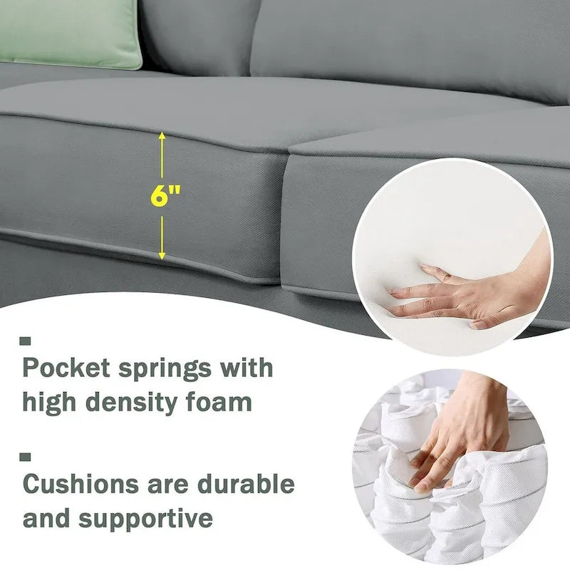 Canapé d'angle modulable réversible avec ottoman