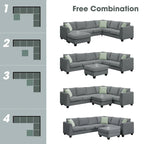 Canapé d'angle modulable réversible avec ottoman