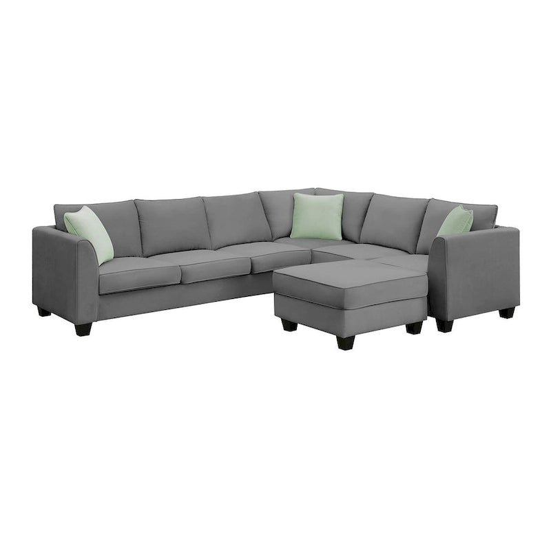 Canapé d'angle modulable réversible avec ottoman