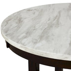 Table de salle à manger ronde de 120 cm avec plateau en imitation marbre, blanc et marron