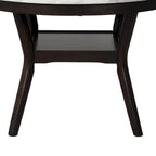 Table de salle à manger ronde de 120 cm avec plateau en imitation marbre, blanc et marron