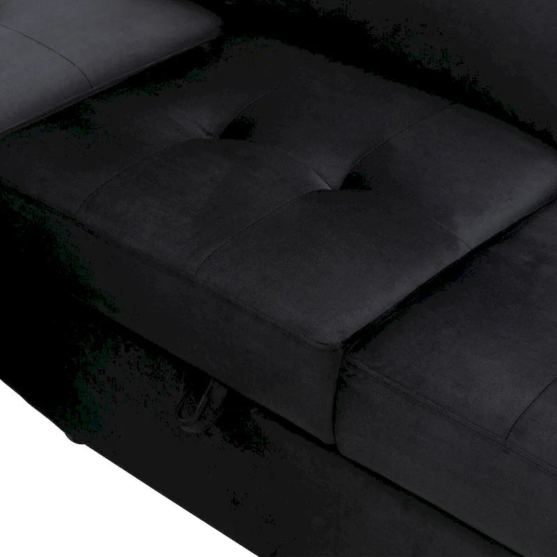 Canapé-lit d'angle escamotable avec roulettes, ports USB et prises de courant, canapé convertible fonctionnel pour le confort du salon