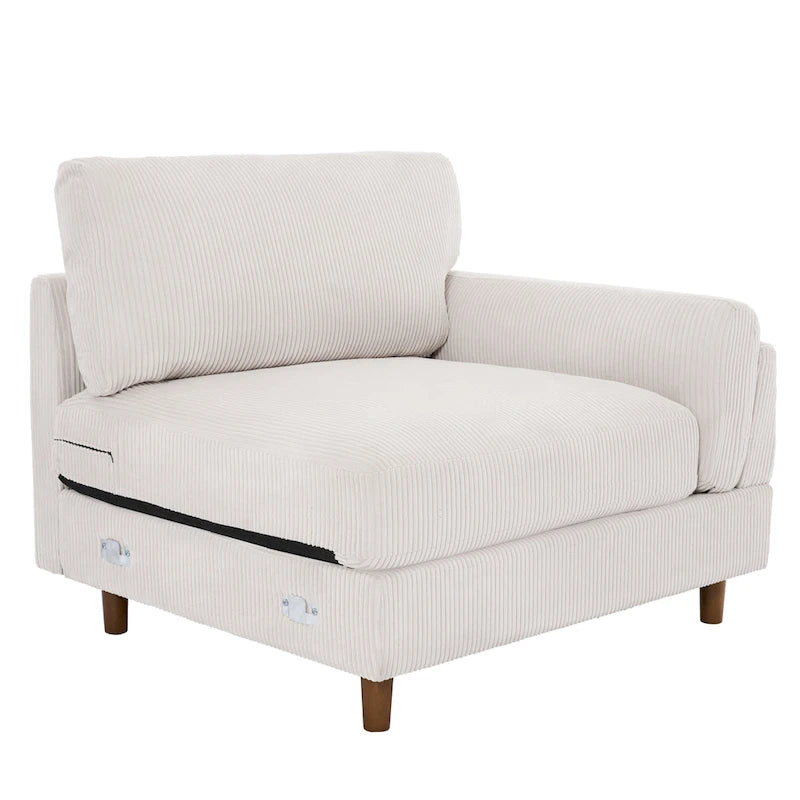 Grand canapé de salon en velours côtelé 90 places avec coussins réversibles