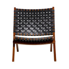 Chaise pliante tressée en cuir avec cadre en bois marron - Noir ou marron