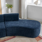Canapé d'angle incurvé élégant de 136 po en tissu chenille avec trois coussins pour le salon,