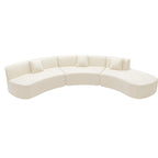 Canapé d'angle incurvé élégant de 136 po en tissu chenille avec trois coussins pour le salon,