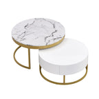 Table basse gigogne ronde moderne avec tiroirs