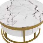 Table basse gigogne ronde moderne avec tiroirs