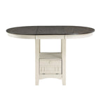 Table à hauteur de comptoir extensible de 42 à 60 pouces, blanc antique et marron