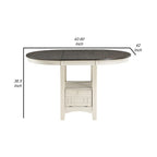 Table à hauteur de comptoir extensible de 42 à 60 pouces, blanc antique et marron