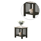 Table d'appoint à plateau en faux marbre noir noyer antique
